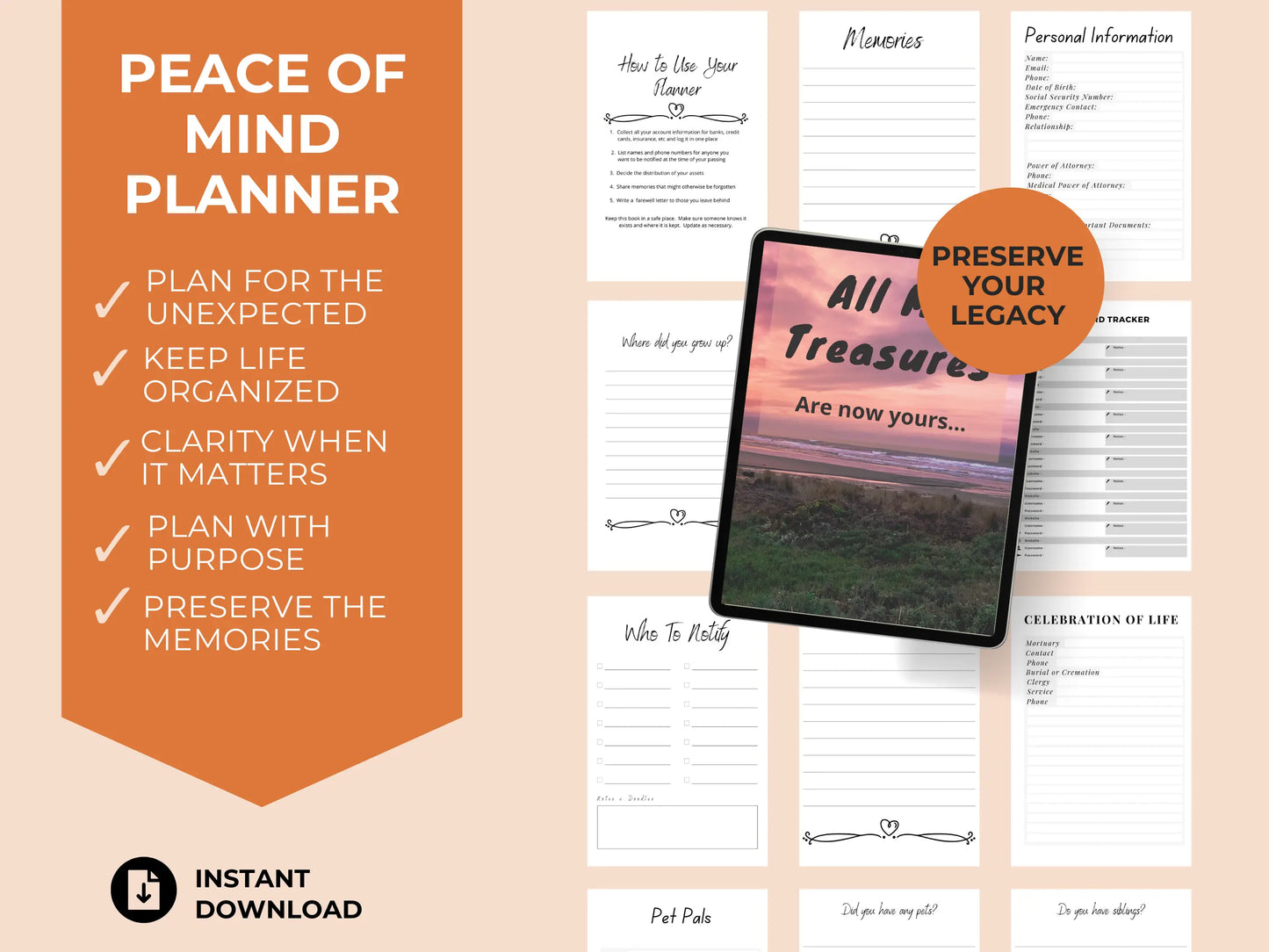 All My Treasures Peace of Mind Planner