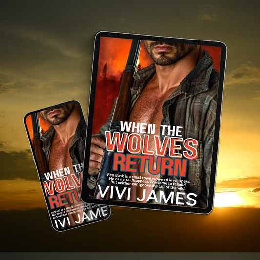 Book cover of 'When the Wolves Return' by Vivi James with a sunset background